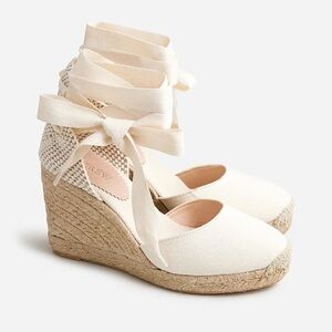 JCrew Made-in-Spain Lace-up High-heel Espadrilles - Size 8 - Perfect for Summer